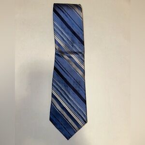 PAUL‎ DIONE 100% SILK NECK TIE BLUE/SILVER/BLACK 4in Office Formal Workwear